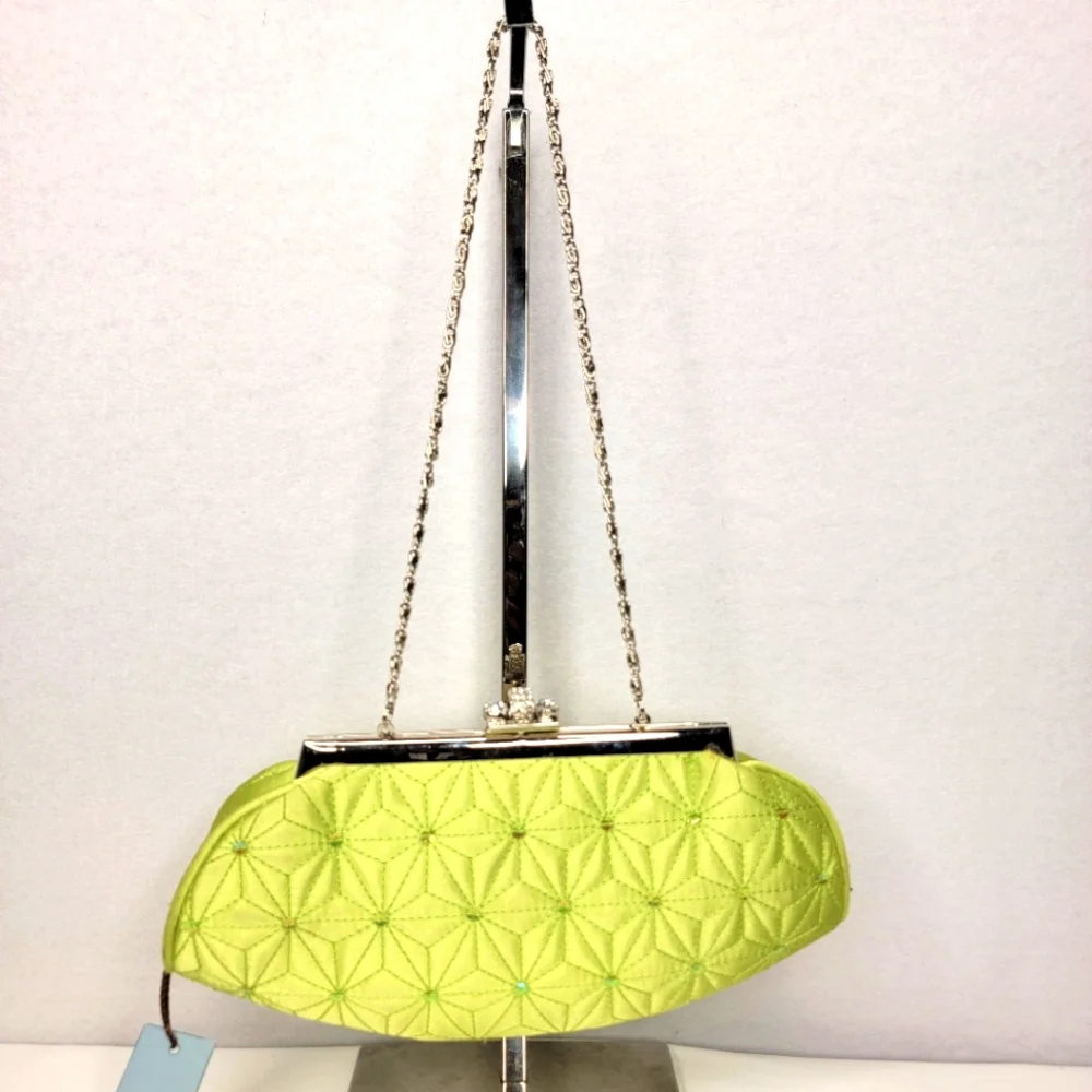 Kate Landry Elegant Lime‎ Green Quilted Clutch. P188